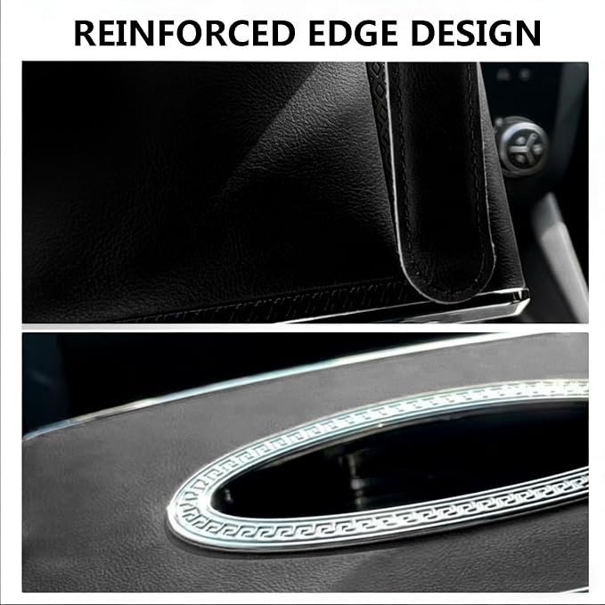 Faux Leather Car Tissue Box for Car Interior, Multi-Function Tissue Holder with Visor Clip, Armrest & Back Seat Napkin Organizer, Vehicle Tissue Dispenser Accessories (Black Hanging) - Image 6