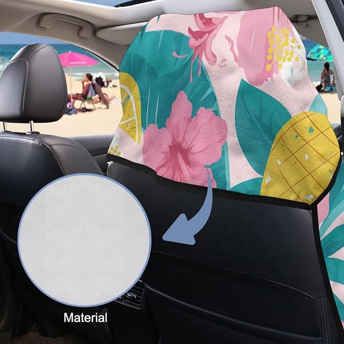 SEANATIVE Car Towel Seat Covers, Washable Seat Protector, One Towel Cushion Cover, Fit Beach Swimming Outdoor Sports, Universal Fit Most Cars Trucks SUVs, Hibiscus Pineapple Print - Image 6