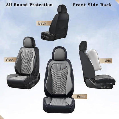 Coverado Car Seat Covers, Front Seat Cover, Waterproof Nappa Leather Seat Covers for Cars, 2 Pack Car Seat Protectors Driver Seat Cover, Automotive Seat Covers Universal Fit for Most Cars, Black&Gray - Image 6