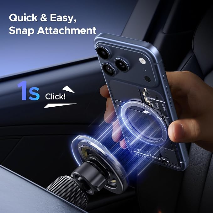 UGREEN Car Phone Mount for Magsafe Air Vent Car Mount Magnetic Phone Holder Compatible with iPhone 17 16 15 14 13 12 Pro Max, Strongest Magnet Black | Compatible with iPhone 17 Pro Max Air/16/15/14/13/12 Series & MagSafe Case with Metal Plates(Black) - Image 7