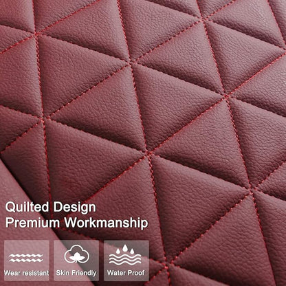 Black Panther Luxury PU Leather Rear Car Seat Cover Adjustable Length (49-55'') Back Seat Protector Fits 90% Vehicles (Sedan SUV Truck), for Seat Bottom Only,Triangle Quilting Design,Burgundy - Image 3