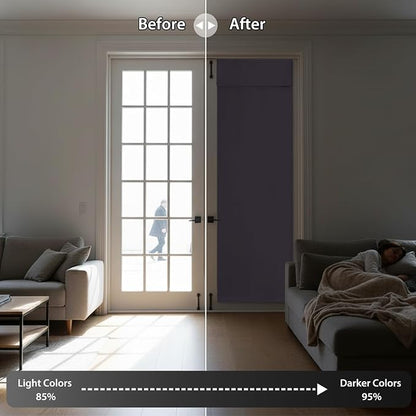RYB HOME Blackout French Door Curtain, No Drill, W26 x L69, 1 Panel | Self Adhesive, Privacy, Thermal Insulated, For Patio Kitchen Front Entry Front Back Door Glass Window, Renter Friendly - Image 5