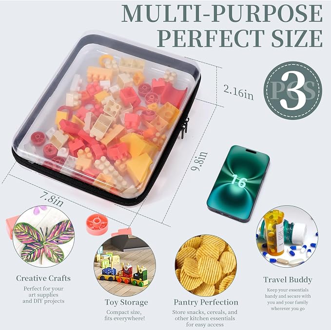 YOPCDJ 3 Pack Clear Hard Shell Zipper Case, Clear Zipper Pouches Waterproof Makeup Organizer & Travel Toiletry Bag, Plastic Pouch for Travel Office Storage, Black Large Size - Image 2