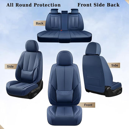 Coverado Car Seat Covers Full Set, Seat Covers for Cars, Car Seat Covers Front Seats and Back Car Seat Protector Waterproof, Leather Car Seat Cushion Universal Fit for Most Cars Blue - Image 6