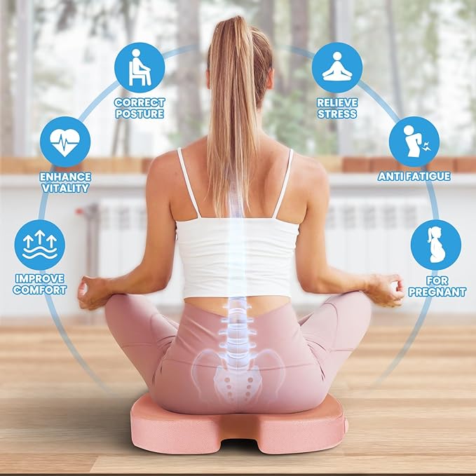 Memory Foam Seat Cushion for Office Chair, Car Seat, Pink, XXL | Office Chair Cushion for Car, Airplane - Chair Pad for Long Sitting Sciatica, Hip, Coccyx,Tailbone Pain Relief, Butt Pillow - Image 4