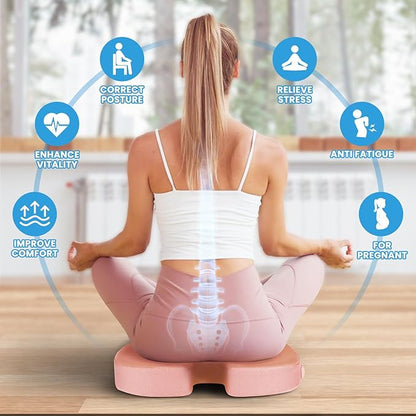 Memory Foam Seat Cushion for Office Chair, Car Seat, Pink, XXL | Office Chair Cushion for Car, Airplane - Chair Pad for Long Sitting Sciatica, Hip, Coccyx,Tailbone Pain Relief, Butt Pillow - Image 4