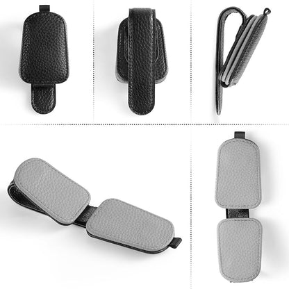 SINGARO Sunglasses Holder for Car, Leather Magnetic Buckle Sun Visor Sunglass Clip, Ticket Card Storage Glasses Clip, Car Interior Accessories for Men and Women（Black-Gray） - Image 4