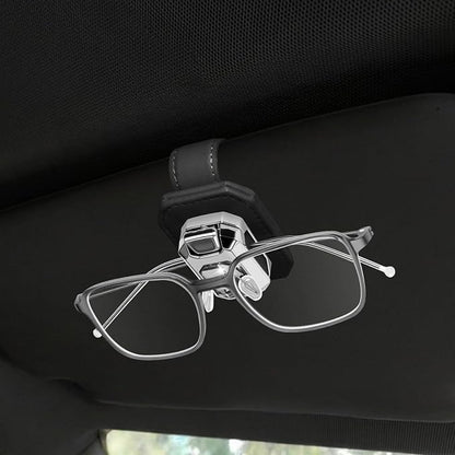 Sunglass Holder for Car Visor, Faux Leather Eyeglass Holder Clip for Car Sun Visor Organizer, Universal One Handed Operation Sun Glass Hanger, Car Interior Accessories for Women Man by Unknown