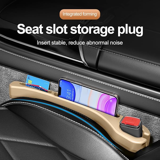 2PCS Car Seat Gap Filler Organizer with Phone Holder,[Upgrade Version] Car Seat Gap Organizer for Prevent Falling,Essential Car Accessories Car Side Seat Gap Filler (Beige) - Image 3