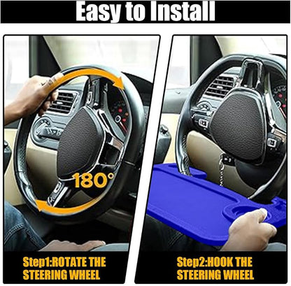 GLSOWEE Car Steering Wheel Tray, Computer Office Car Table Tray, Blue | Auto Steering Wheel Desk for Eating Working, Multipurpose Car Desk Travel Accessories for Most Vehicles Steering Wheel - Image 6
