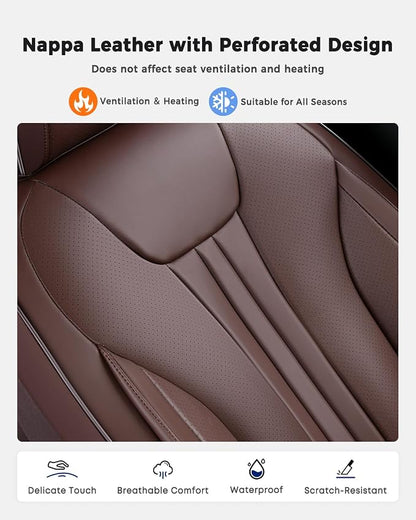 Huidasource Rear Row Seat Covers, Waterproof Faux Leather, Universal Fit for Most Cars, SUVs & Trucks, Easy to Install, Spill & Dirt Resistant, Great for Travel & Pets, Coffee - Image 4