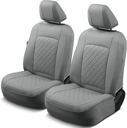 GIANT PANDA 2PCS Front Car Seat Cover for Toyota Rav4 Camry Highlander Corolla Prius Corolla Cross Venza Avalon, Faux Leather Bucket Seat Covers (Grey) by GIANTPANDA