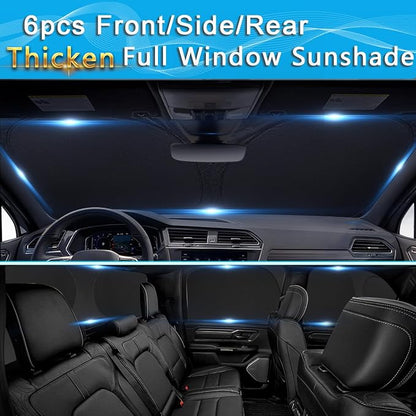 KMF 6pcs Thicken Full Window Sun Shades for Dodge Ram 1500 Crew Cab Accessories 2019-2025, Car Window Covers Sunshade for Windshield Side Rear, Sun Visor UV Block Privacy Blackout for Camping Outdoor - Image 3