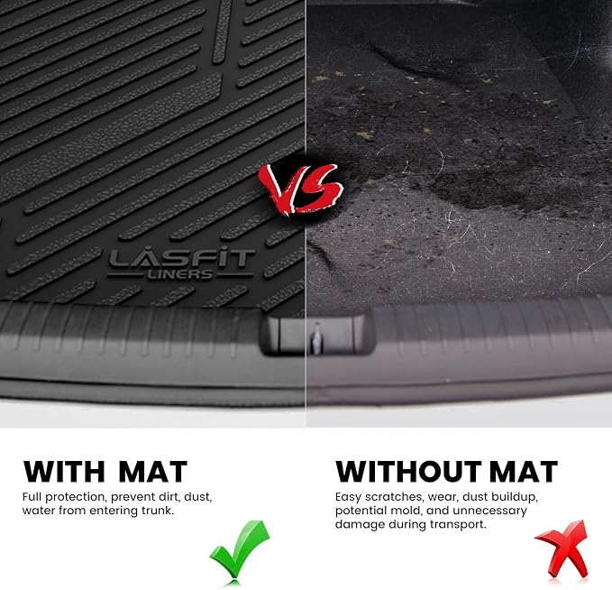 LASFIT Cargo Mat for Ford Focus(Only Gas) 2012-2018,Focus RS 2016-2018 | Trunk Liner Fit Ford Focus 2012-2018 Hatchback Gasoline(No Subwoofer) All Weather Custom Fit TPE,1 PCS,Black - Image 3