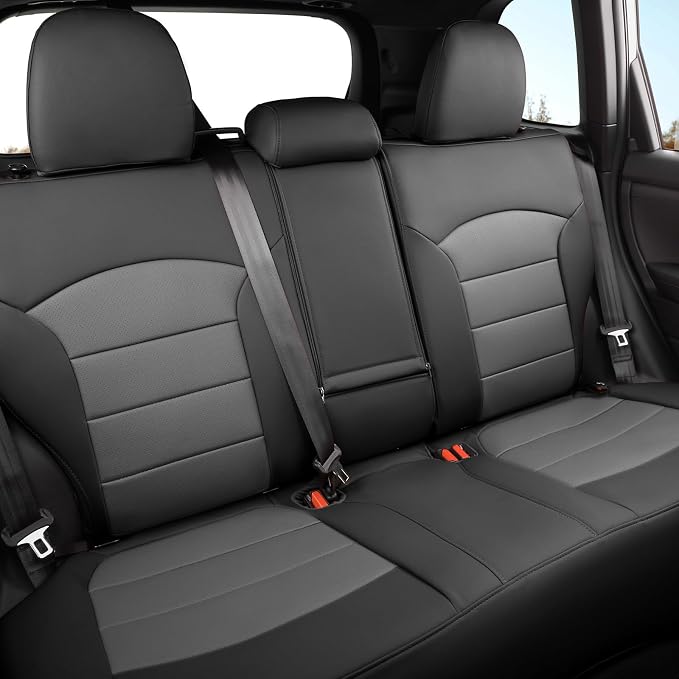 Custom Seat Covers for 2025 Subaru Forester,Rear w/No Armrest,Faux Leather | Full Set Suv Seat Cushion,Easy Installation,Factory Look,Waterproof Car Seat Protector (Black/Gray) - Image 5