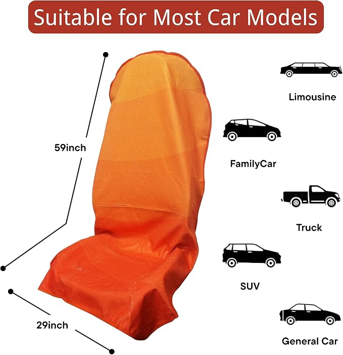 Waterproof Car Seat Cover for Front Seats, Protector for Cars SUVs Trucks, Sweat Towel Seat Covers Bucket for Gym,Workout,Beach,Hiking,Running and Swimming(Orange, 2PCS) - Image 6