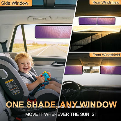 XCBYT Static Cling Window Shades, Semi-Transparent Glare Blocker | Reposition as sun moves to block glare. Clean glass perfectly before use. for Windshield & Side Windows (15.75" x 7.09") - Image 4