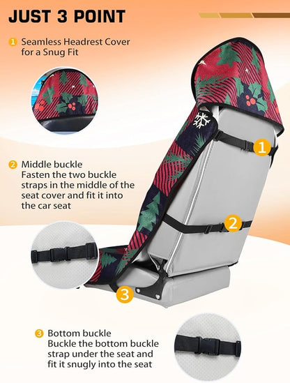 Universal Car Seat Cover Towel, Waterproof Washable Sweat Protection for Front Bucket Seats, Non-Slip Fit, Fits Cars SUVs Trucks, Ideal for Gym, Kids, Pets, Outdoor Sports, Travel (Christmas, 1 Pack) - Image 4