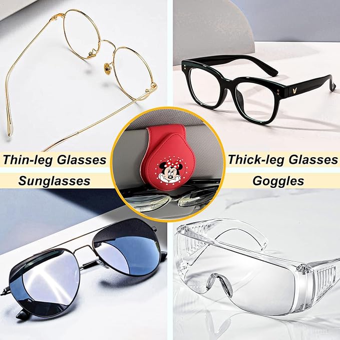Sunglasses Holders Car Sun Visor for Anime, Magnetic Leather Glasses Eyeglass Hanger Clip for Car, Ticket Card Clip Eyeglasses Mount, Car Visor Accessories - Image 5