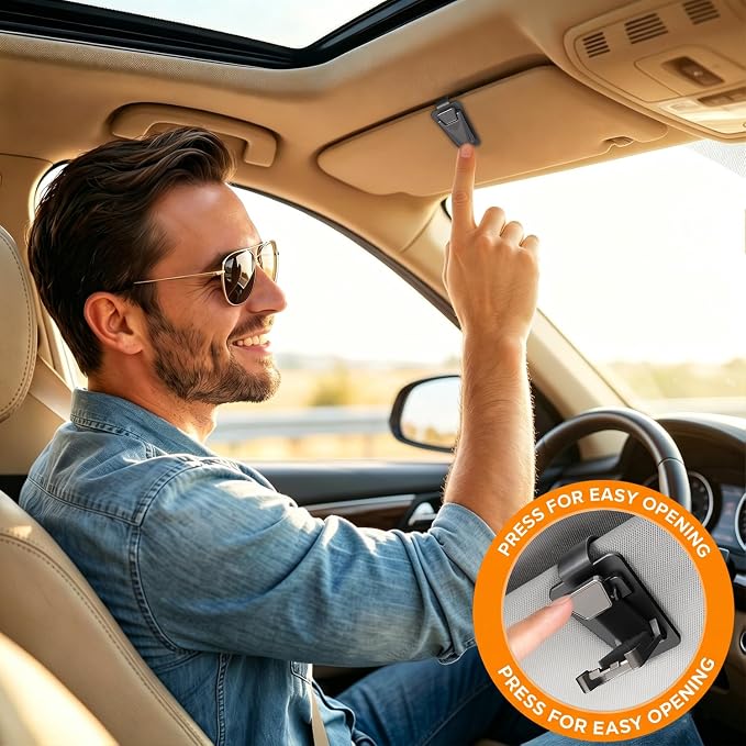 Dsycar 2 Pack Car Sunglasses Holder, Metal Car Visor Sunglasses Clip | One-Handed-Operation Easy Access Storage for Driving,Car Sun Visor Sunglasses Clip Anti-Scratch Car Sun Visor Accessories - Image 3