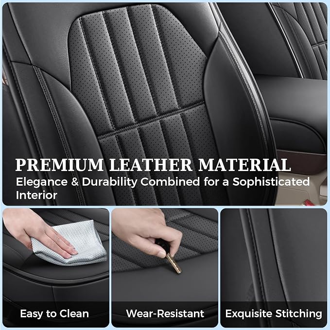 Truckiipa Dodge Ram Seat Covers Full Set, Full Coverage Luxury Car Seat Covers Waterproof Leather Protector Truck Accessories, Custom Fit for 2002-2018 Ram 1500, 2002-2025 Ram 2500 3500 Crew Mega Cab - Image 6