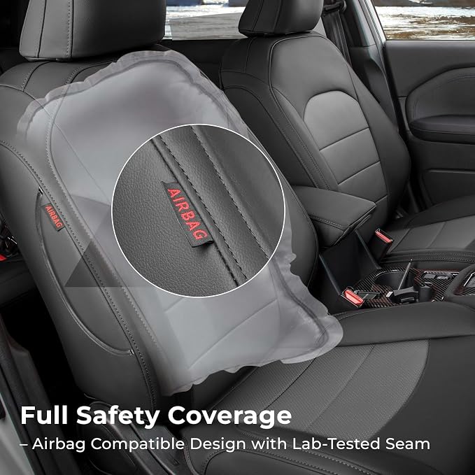 Custom Seat Covers for 2025 Subaru Forester,Rear w/Armrest,Faux Leather | Full Set Suv Seat Cushion,Easy Installation,Factory Look,Waterproof Car Seat Protector (Black/Gray) - Image 4