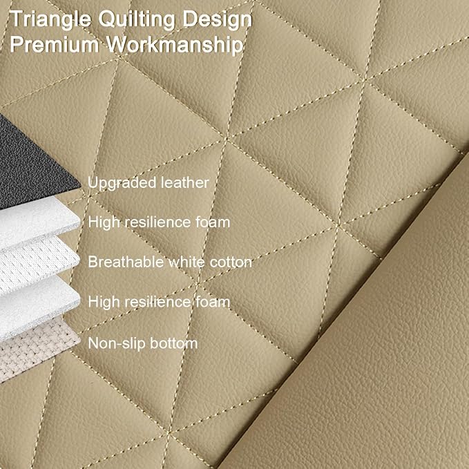 Black Panther 1 Pair Luxury Car Seat Covers Front Bottom Seat Cushion Covers, Anti-Slip and Wrap Around The Bottom, Fit 95% of Vehicles - Beige - Image 3