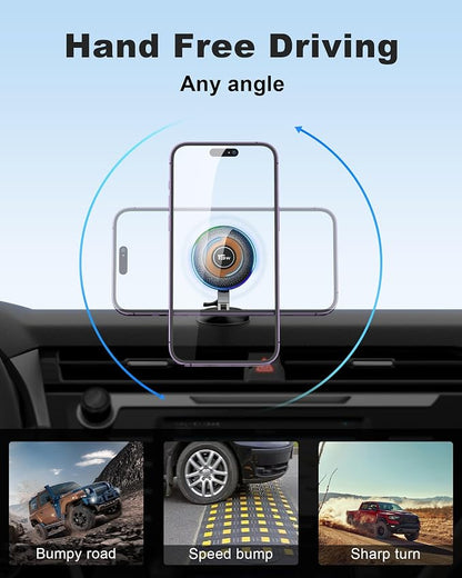 ZBF Magnetic Car Phone Holder, 15W for MagSafe Car Mount Charger(Fast Wireless Charging,Vacuum) 360°Adjustable Car Mount for Women Men iPhone 17-12 - Image 7