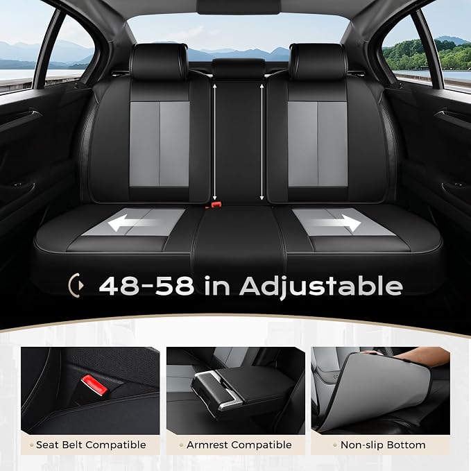 Coverado Car Seat Covers, Seat Covers for Cars, Waterproof Leather Auto Seat Protectors, Leather Car Seat Cushion, Car Interiors Accessories Universal Fit for Most Cars - Image 6