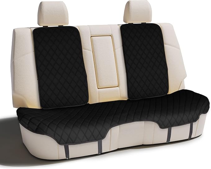 FH Group Car Seat Cushion Neosupreme Automotive Seat Cushions - Universal Fit, Rear Car Seat Cushion, Car Seat Cushions With Non-slip Silicone Backing for SUV, Sedan, Van Rear Set Black by FHGroup