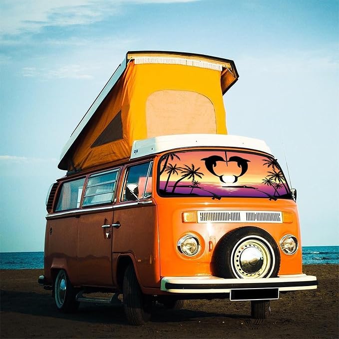 CHILL·TEK Funny Animal Car Windshield Sun Shade Umbrella, Dolphin Love Car Sun Shade Umbrella, Block UV Rays Heat Foldable Windshield Umbrella Sun Visor Protector - Keep Vehicle Cool for Cars SUV - Image 9
