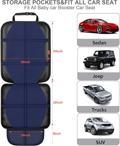 XHYANG Car Seat Protector,2 Pack Automotive Seat Protectors Baby Carseat Pad Waterproof & Durable 600D Fabric for Child Baby Car Seat Mat Vehicle Pet Cover 2 Storage Pockets (Blue) - Image 3