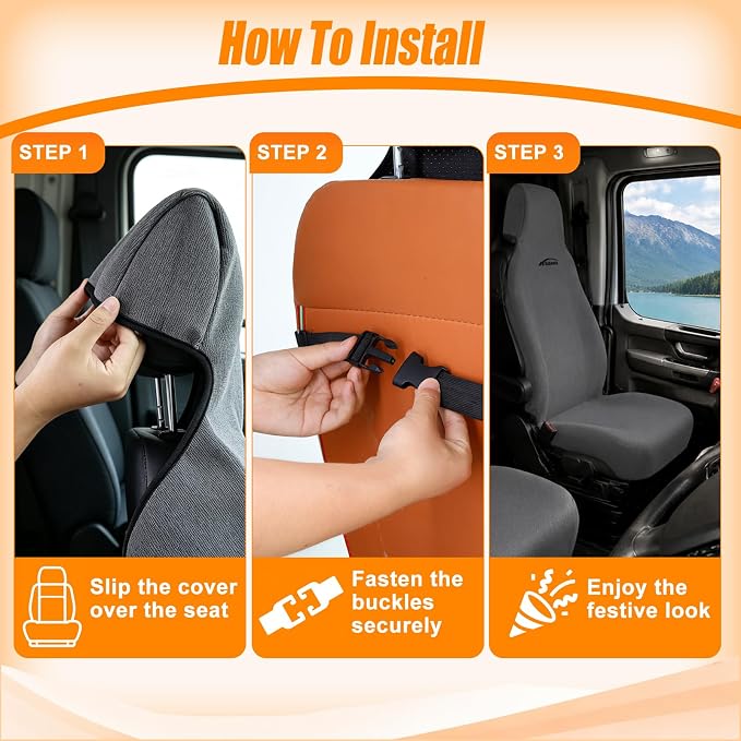 Seat Covers for Trucks, Waterproof Towel Seat Protectors, 1 Pack | 67x30 in Large Size, Sweat-Absorbent Microfiber, Anti-Slip, Quick Drape-On, Front Seat Coverage for Work, Gym, Beach, Pet - Image 8