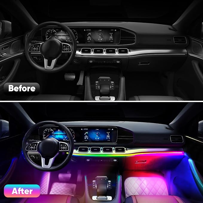 5 in 1 Acrylic LED Lights for Car, RGB Ambient Lighting Car Interior | Dashboard Decorations LED, 16 Million Colors, Music Sync, Smart Control - Image 5