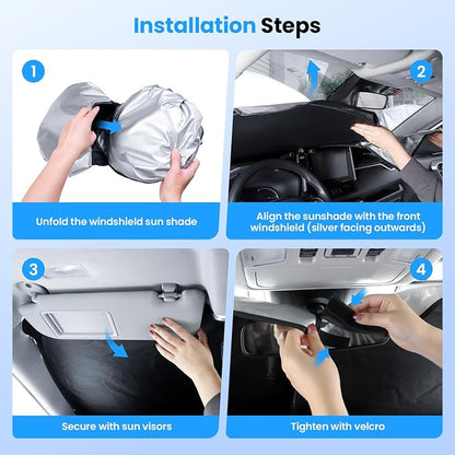 Canvcle Windshield Sun Shade for Honda CR-V 2017-2022 CRV Accessories Upgraded Double-Layer Foldable Front Window Sunshade Cover Sun Visor Protector Block UV Rays Keep Vehicle Cool - Image 6