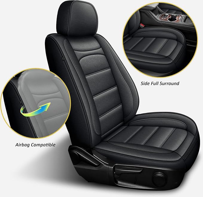 IKABEVEM Car Seat Covers Fit for Mazda CX-9 2016-2024 7 Seater | Custom Full Set,Waterproof Faux Leather,Scratch Resistant,Full Wrap,Easy to Install&Wipe Clean,Black Seat Interior Protector - Image 4