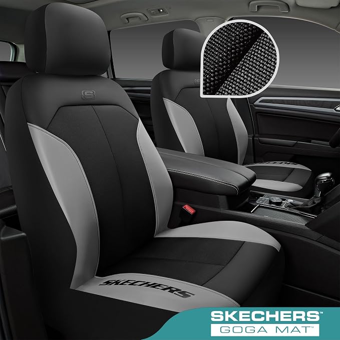 Skechers Car Seat Covers,GOGA Mat Oxford Cloth Seat Covers,Waterproof Car Seat Covers Front Seats,Automotive Universal Fit Seat Cover for Most Cars, Suvs, Trucks,Grey - Image 2