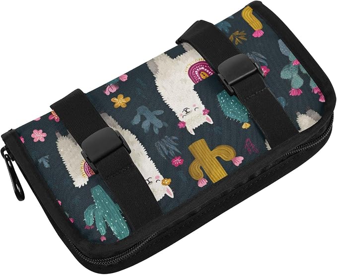 Car Tissue Holder Car Napkin Holder Car Tissue Box Dispenser Storage Case Sun Visor Mask Holder with Adjustable Straps Reusable Refillable White Llama Green Cactus - Image 2