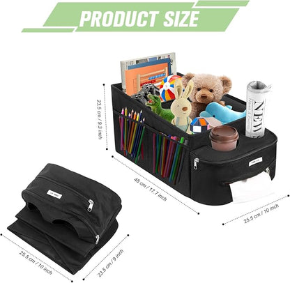 FUNNy elf Passenger Seat Organizer with Partitions & 4 Cup Holders | Waterproof Oxford Material, Anti-slip, 6 Mesh Pocket & 1 Zipper Tissue Box, Passenger Seat Organizer for Front or Back Seat - Image 2