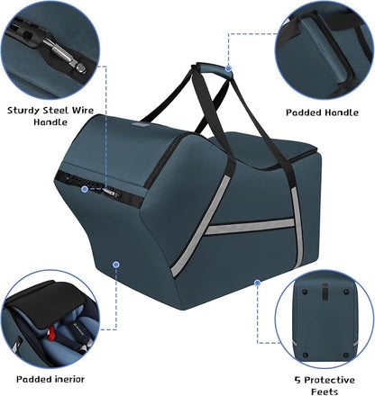 Infant Car Seat Travel Bag for Airplane Compatible with All Nuna Pipa Car Seat and Base,Chicco KeyFit 30 and Base, Padded Car Seat Bags for Air Travel,Car Seat Gate Check Bag with Side Pocket, Blue - Image 2