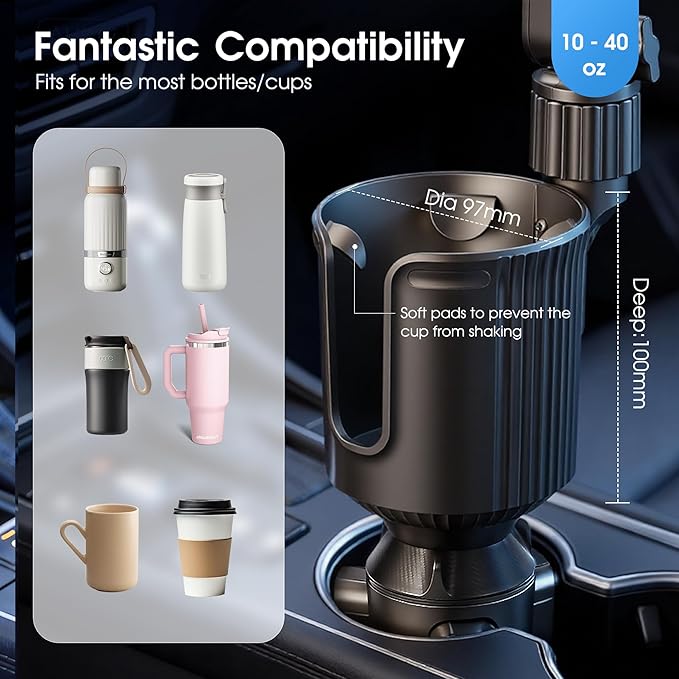 Cup Holder Tablet Mount, Ipad Cup Holder Car Mount Expander [2026 Upgraded] with 22" Height Adjustable Arm for Tablet iPhone 3-13in iPad Pro Air Mini, Fire, iPhone 15, Galaxy S24 Z Fold 5 - Image 4