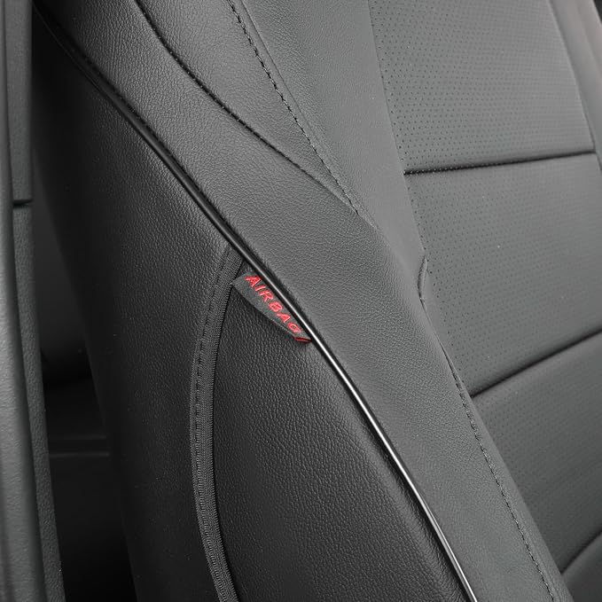 EKR Custom Fit Tacoma Front Car Seat Covers for Toyota Tacoma (Petrol & Hybrid) 2024 2025 2026 Double cab SR/SR5/TRD Sport/TRD Off-Road/Limited - Front Row Only,Faux Leather(Black) - Image 2