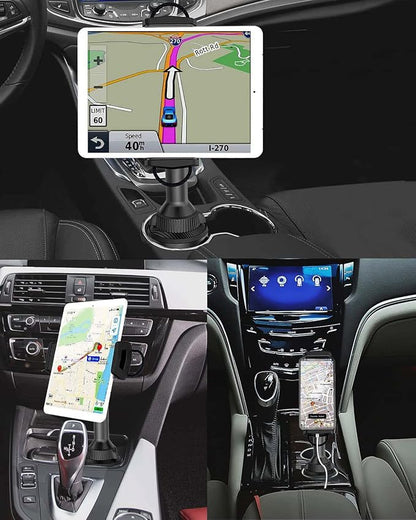 APPS2Car Solid Cup Holder Tablet Mount for Car, iPad Car Mount for Truck | Adjustable Height, Low Profile Road Trip Essentials Compatible with 4.7-13" iPad Pro Air Mini Fire iPhone Cell Phone - Black - Image 9