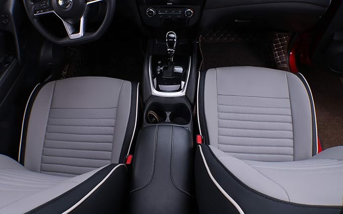 EKR Car Rogue Seat Covers 2021-2026(Not for PHEV),Leatherette Full Set | Custom Fit for Nissan Rogue(Not for PHEV)2021 2022 2023 2024 2025 2026,Faux Leather(Black/Gray) - Image 2