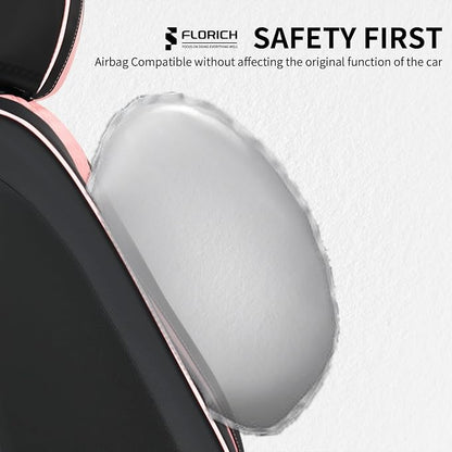 FLORICH Automotive Seat Covers Leather Pink Seat Covers for Cars Front Seats Waterproof Breathable Car Seat Cushion Comfort Interior Covers Universal Fit for Most Car Truck SUV Driving, Black&Pink - Image 6