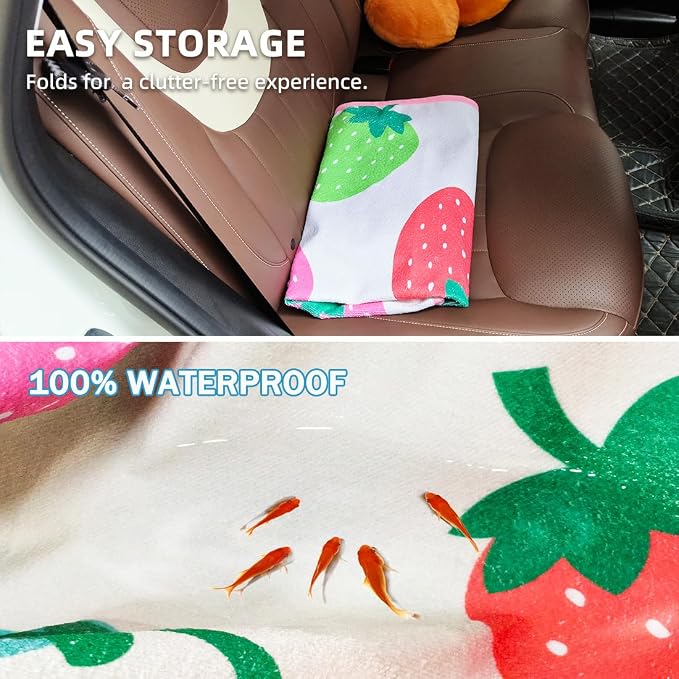 Waterproof Sweating Car Seat Cover for Post Gym Workout, Running, Swimming, Beach and Hiking, Universal Fit Non-Slip Bucket Seat Protector for Cars SUV Trucks, Machine Washable (Fruit) - Image 2