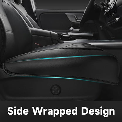 CAR PASS 1 Pack Leather Front Car Seat Cover, Bottom Seat Cover Full Wrapped with Storage Pocket, Anti-Slip Leather Seat Protector,Waterproof Seat Cushion Pad Universal Fit Sedan SUV Truck, Black - Image 3