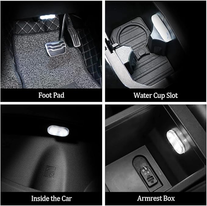 2 PCS Car Led Lights Interior,White Ambient Lighting Car Interior,USB Rechargeable Car Interior Reading Light,Portable Led Lights for Car - Image 6