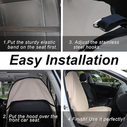 Car Seat Cover Protector Front Seats,for Gym Workout,Running,Swimming,Beach and Hiking,Waterproof Sweat Towel Bucket Seat Covers for Cars SUV Trucks (Off-White, 2Pcs) - Image 4