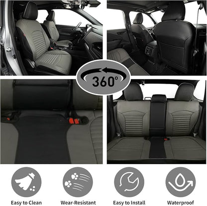 EKR Car Seat Covers for Subaru Forester 2009-2013,Leatherette Full Set | Custom Fit for Subaru Forester 2009-2013(Rear W/Cup Holder),Glove-Like Fit,Airbag Compatible,Faux Leather (Black/Gray) - Image 2